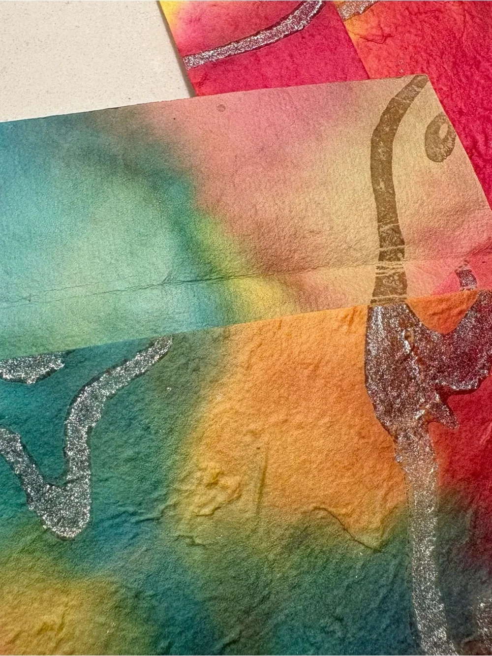 Handmade Paper Tie-Dye Floral Envelopes in Bright Multi-Color - Set of 4
